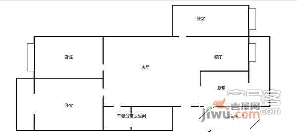 鹏飞湖庭3室2厅2卫133㎡户型图