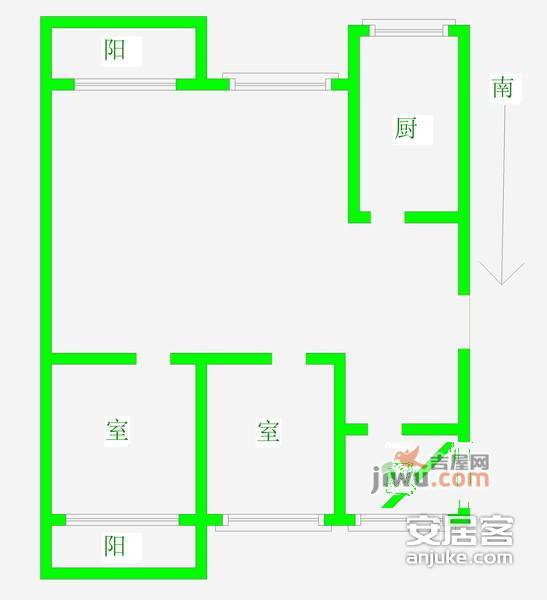 常安佳苑2室2厅1卫98㎡户型图