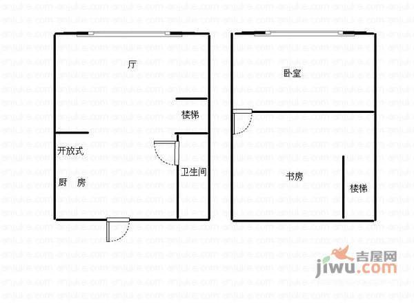 汉飞青年城2室1厅1卫39㎡户型图