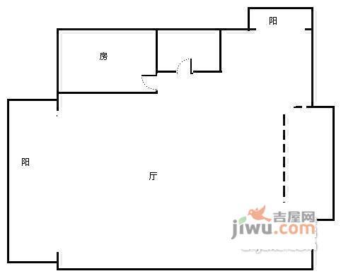 汉飞青年城1室1厅1卫43㎡户型图