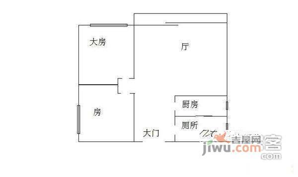 汉飞青年城2室1厅1卫39㎡户型图