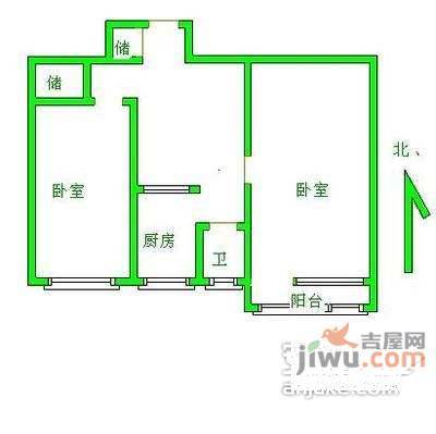 营北社区2室1厅1卫80㎡户型图