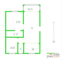 九阳轩2室2厅1卫98㎡户型图
