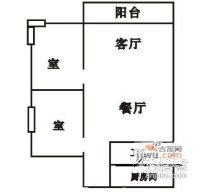 江南公寓2室2厅1卫116㎡户型图