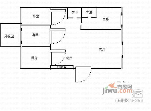 紫藤花园3室2厅1卫145㎡户型图