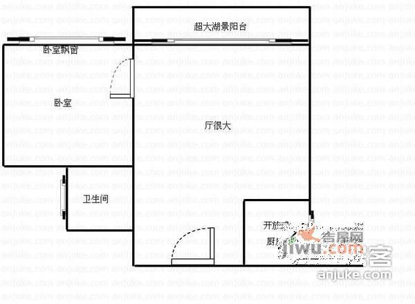 明泽半岛尊邸1室1厅1卫54㎡户型图