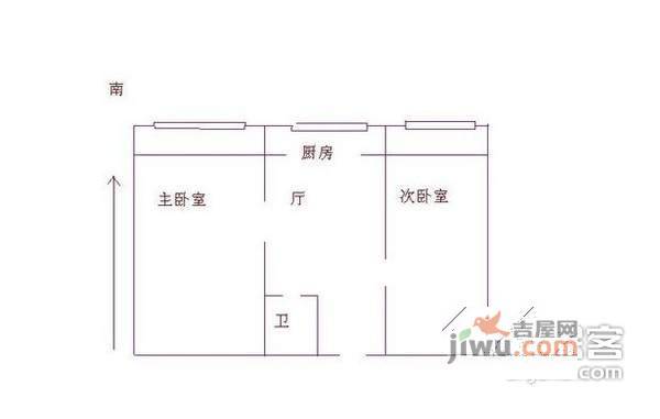 航天星苑2室1厅1卫户型图