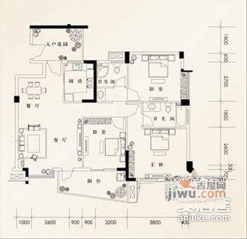 江南家园谓语城6室3厅3卫250㎡户型图