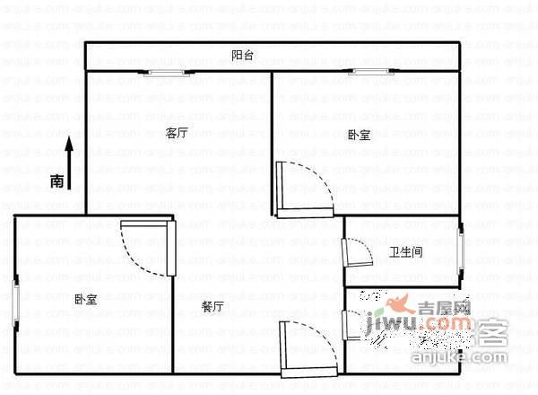 凯旋名邸2室2厅1卫98㎡户型图