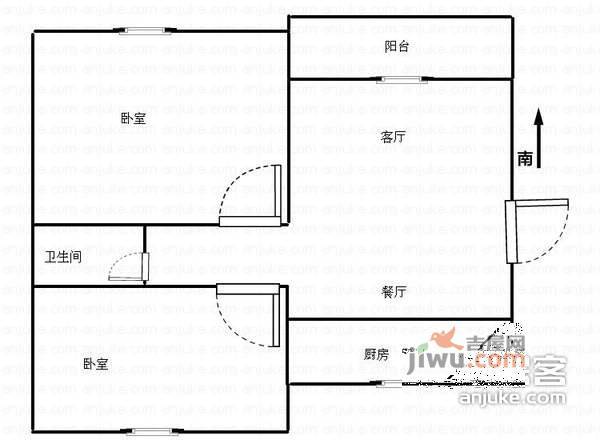 凯旋名邸2室2厅1卫98㎡户型图