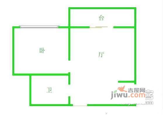 时尚欧洲1室1厅1卫52㎡户型图