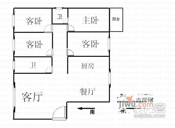 时尚欧洲4室2厅2卫181㎡户型图