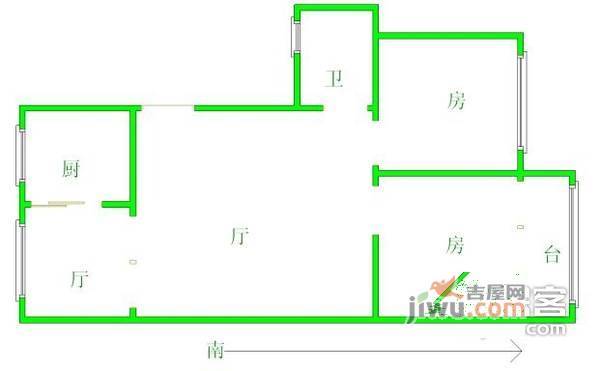 芳草园2室2厅1卫98㎡户型图