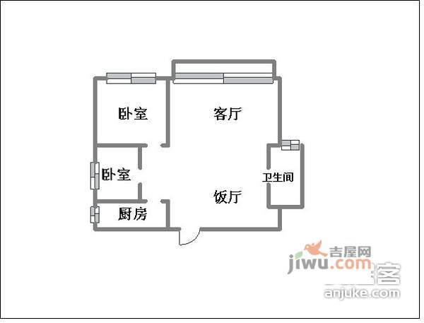 江景园2室2厅1卫100㎡户型图