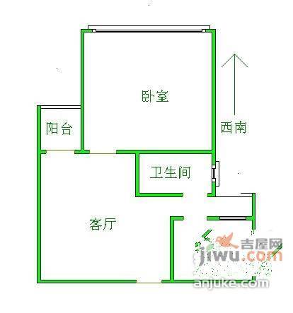 紫晶城1室1厅1卫49㎡户型图