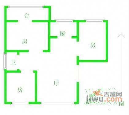 金银岛花园3室1厅1卫户型图