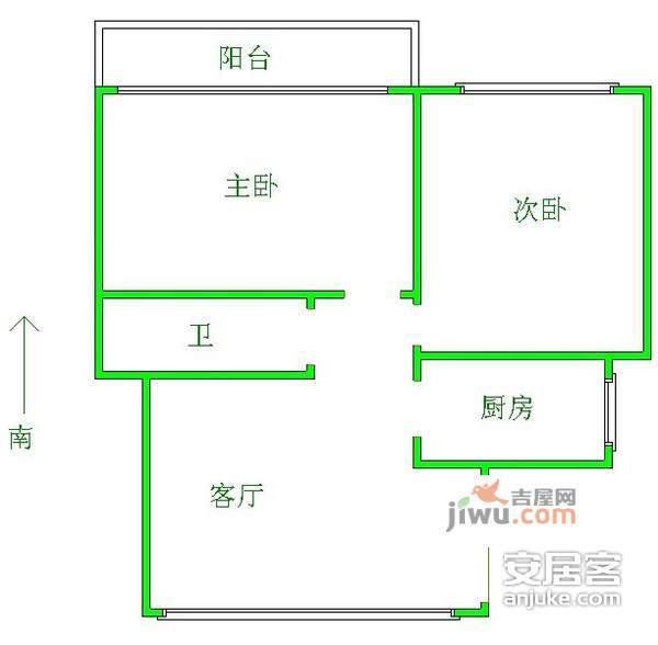 鹦鹉花园2室2厅1卫90㎡户型图