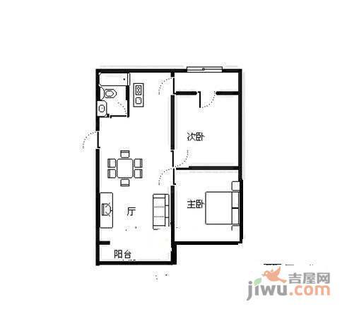 当代国际花园2室1厅1卫74㎡户型图