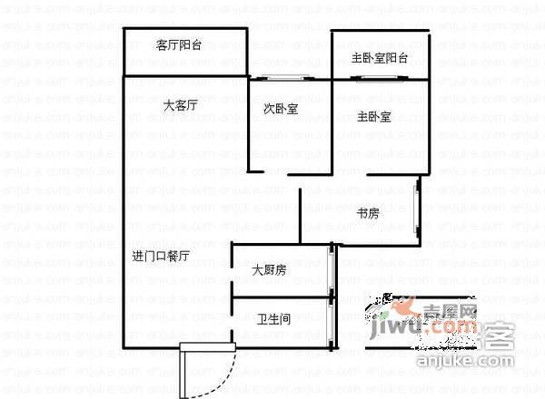 宝安璞园3室2厅1卫118㎡户型图