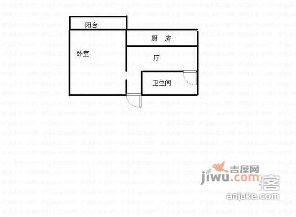 宝安璞园1室1厅1卫54㎡户型图