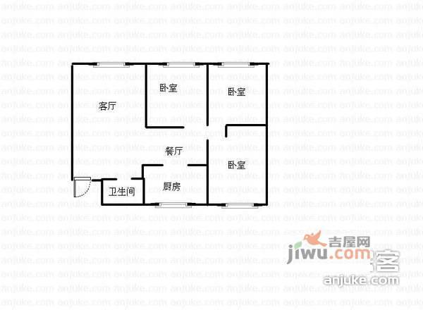 省柴小区3室1厅1卫97㎡户型图