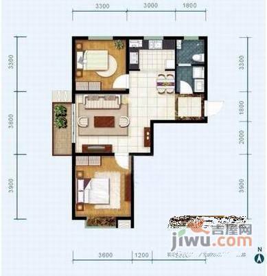 冶建花园2室2厅1卫85㎡户型图