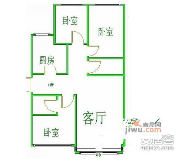 2008城市花园3室1厅1卫户型图