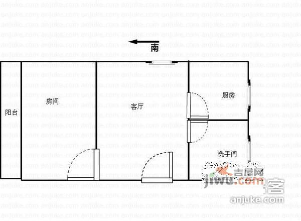 关东康居园1室1厅1卫58㎡户型图