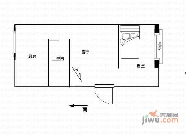 关东康居园1室1厅1卫58㎡户型图