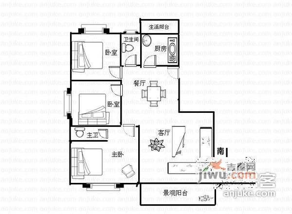 同馨花园1期3室2厅2卫180㎡户型图