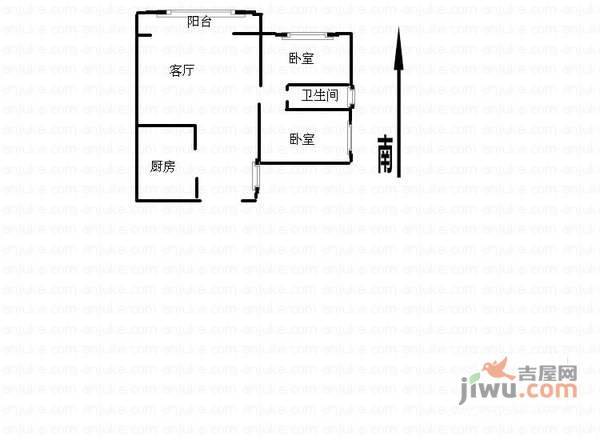 武汉梅苑小区2室2厅1卫80㎡户型图