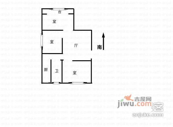 武汉梅苑小区3室1厅1卫93㎡户型图