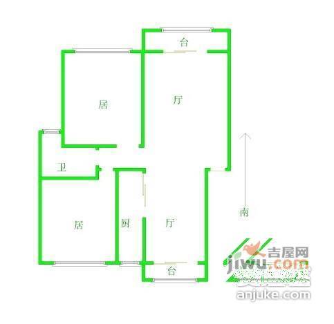 武汉梅苑小区2室2厅1卫80㎡户型图