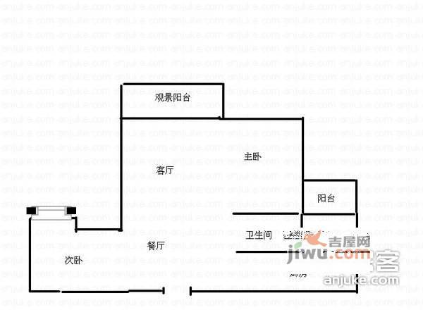 景江御水天成2室2厅1卫88㎡户型图