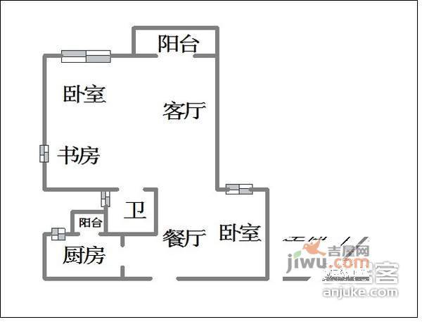 景江御水天成3室2厅1卫109㎡户型图