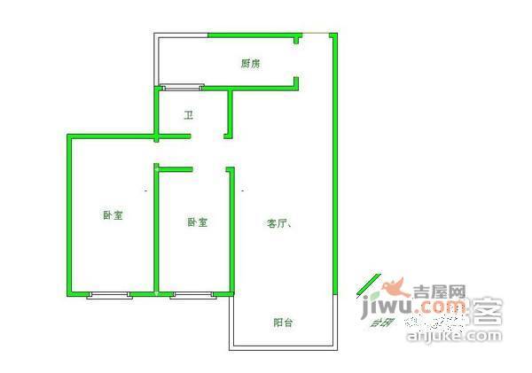 金鹤园2室1厅1卫80㎡户型图