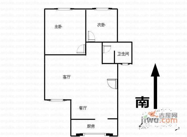 金鹤园2室2厅1卫102㎡户型图