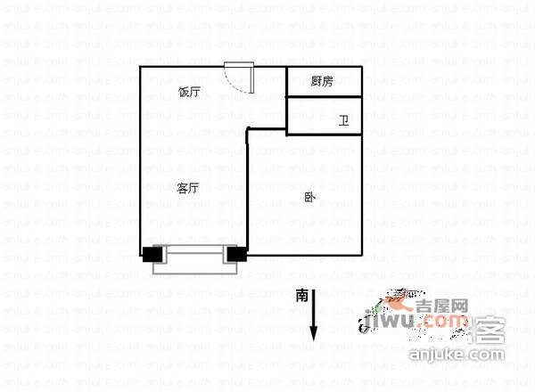 风华天城橘子洲1室1厅1卫75㎡户型图