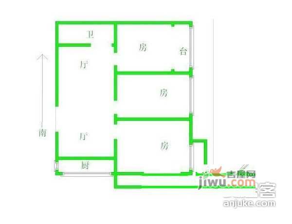 卧龙剑桥春天3室2厅1卫136㎡户型图