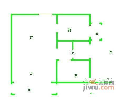 都市兰亭2室2厅1卫94㎡户型图