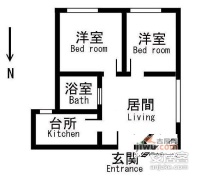 松涛苑2室1厅1卫78㎡户型图