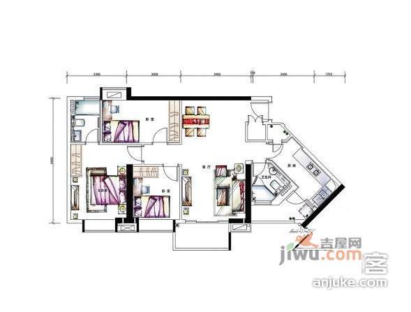 松涛苑3室2厅2卫170㎡户型图