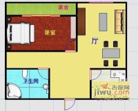 万科香港路8号1室1厅1卫64㎡户型图