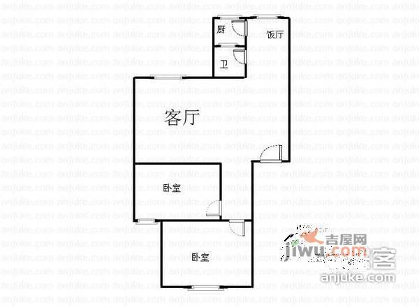 红光小区2室2厅1卫92㎡户型图