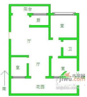 恋湖家园3室2厅1卫120㎡户型图
