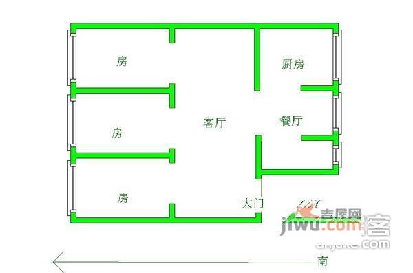 万松园小区3室2厅1卫99㎡户型图