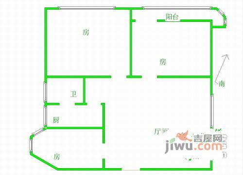 万松园小区3室1厅1卫108㎡户型图