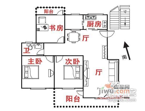 广电江湾新城南区3室2厅1卫112㎡户型图