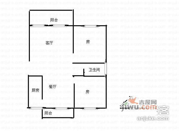 广电江湾新城南区2室2厅1卫108㎡户型图