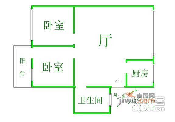 水仙里小区2室2厅1卫81㎡户型图